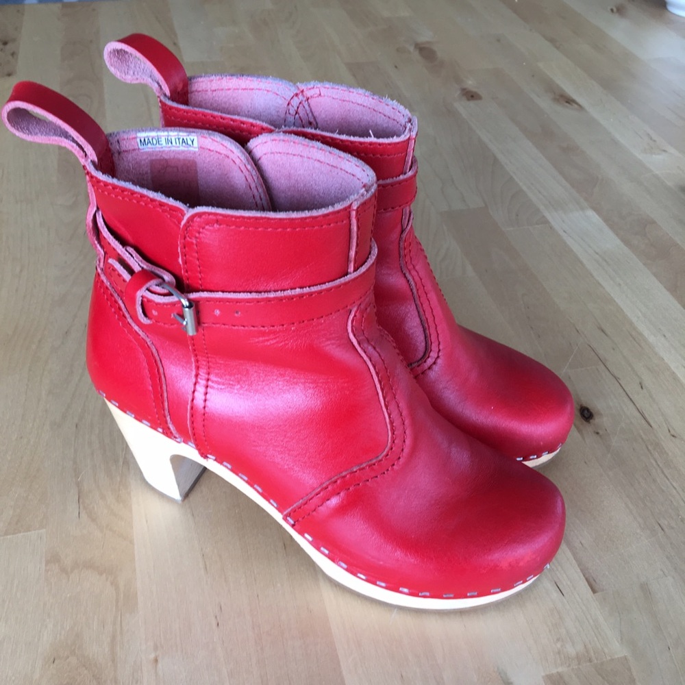 Swedish Hasbeen Red High Heel  Boots size 37